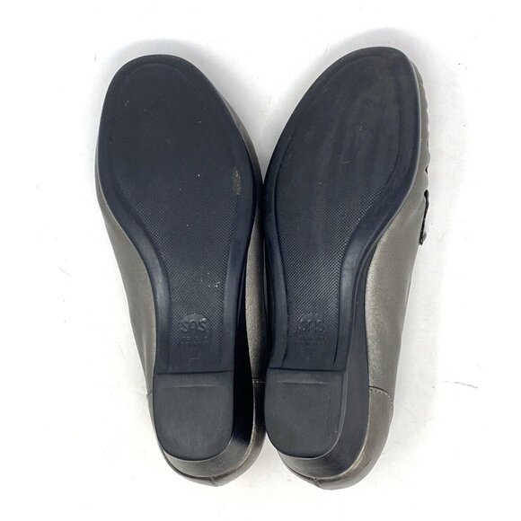 SAS Shoe Women 8.5 Easier Gray Leather Dress Loafer Tripad Comfort Moccasin Heel - Picture 7 of 11